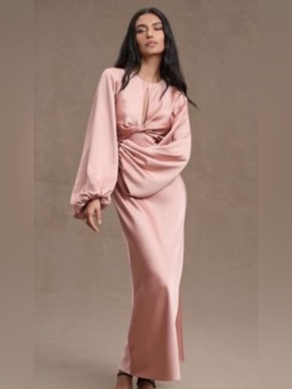 Significant Other Demi Backless Long Sleeve Column Maxi Dress size 10